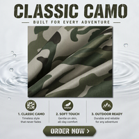 Tissu sergé camouflage 100 % polyester 300 g/m² 150 cm brossé pour vêtements de travail, vêtements d'extérieur, chemises, vêtements pour enfants
