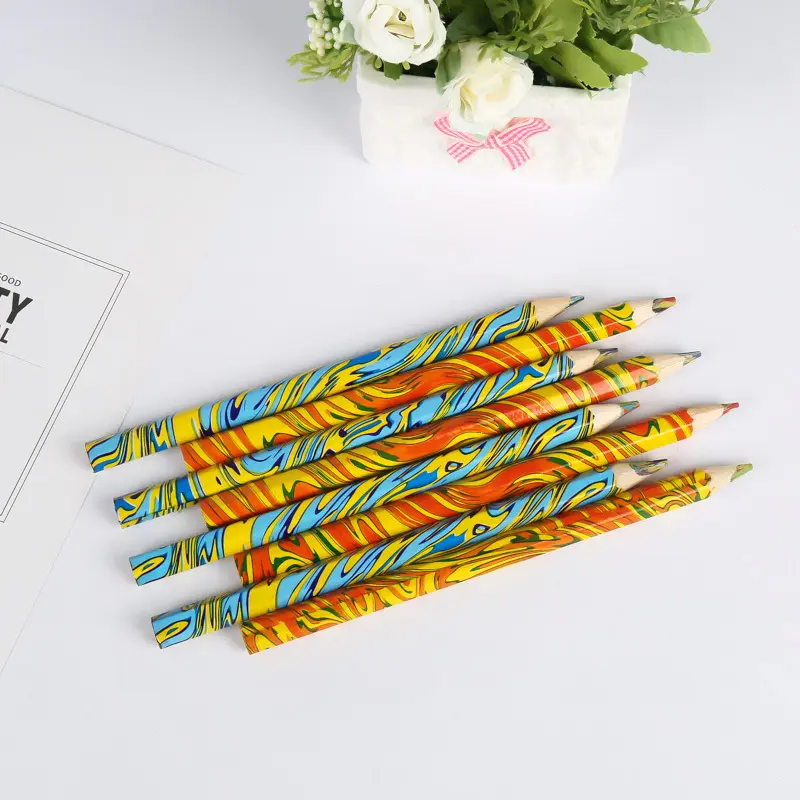 Good Quality Rainbow Multi Colored Lead Color Changing Big Pencil with Logo Printing