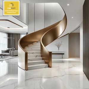 <span class=keywords><strong>Escalier</strong></span> moderne au design incurvé CBMmart avec <span class=keywords><strong>marches</strong></span> en marbre, taille des trous personnalisée, structure en acier, prix abordable - Product Image 6