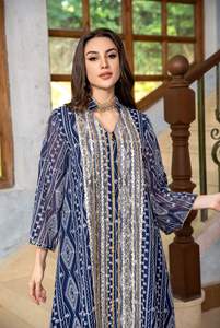 Ab355 Midden-Oosten Elegante Eid Arabische Vrouwelijke Dubai Jalabiya Marokkaanse Kaftan Moderne Abaya Moslim Kleding Jurk - Product Image 5