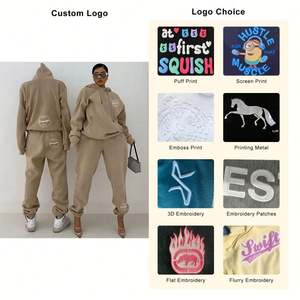 High Street Plus Size Men's Sweatsuit Diseño personalizado Fleece 2 Piezas Conjuntos Hombre Bordado en blanco Joggers Set - Product Image 6