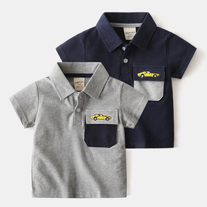 Boys' Summer Polo Shirt With Short Sleeves and Animal Print Lapel Pure Cotton From China Supplier - Product Image 5