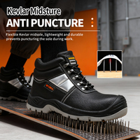Chaussures de sécurité à embout d'acier, mi-montantes, anti-perforation, en cuir embossé, résistantes à l'huile, pour l'exploitation minière, l'industrie et les chantiers
