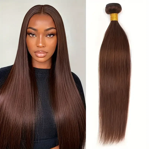 100% brésilien # 4 paquets de cheveux humains blonds lisses, extensions naturelles ondulées brutes avec perruque brun chocolat, super offres sur les tissages - Product Image 1