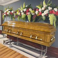 Urnas de cremación para adultos de estilo europeo, ataúd de madera y MDF con equipo funerario interior de terciopelo blanco
