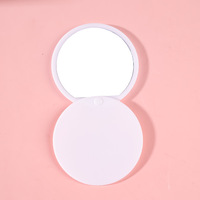 Cermin rias bulat portabel, dengan penutup geser Mini cermin kosmetik kecil untuk wanita cetak Logo kustom cermin saku
