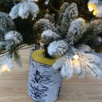 Sapin de Noël artificiel floqué en cèdre de 2,13 m, pré-éclairé LED blanc chaud, avec écran d'affichage, écologique, pliable, mince, effet neige, idéal pour appartement