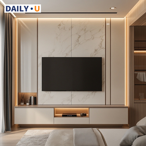 Cabinet <span class=keywords><strong>TV</strong></span> in stile moderno personalizzato <span class=keywords><strong>con</strong></span> <span class=keywords><strong>pannello</strong></span> <span class=keywords><strong>porta</strong></span> in Rattan <span class=keywords><strong>con</strong></span> <span class=keywords><strong>pannello</strong></span> rivestito in pietra <span class=keywords><strong>con</strong></span> <span class=keywords><strong>pannello</strong></span> a strato decorativo incorporato - Product Image 1