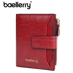 กระเป๋าสตางค์สั้นผู้หญิง Baellerry ลายจระเข้สีแดง กระเป๋าใส่เหรียญแบบซิป ขนาดเล็ก ใช้ได้ทุกวัน - Product Image 5