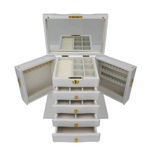 Caja organizadora de joyas de gran capacidad, con espejo cosmético, cajón de 3 capas - Product Image 6