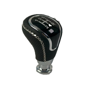 Palanca de cambios ergonómica de cuero negro para Lada Europe, 12mm, costuras blancas, apertura redonda - Product Image 2