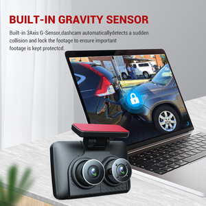 Caméra embarquée 4 pouces HD vision nocturne 3 objectifs capteur G enregistrement en boucle vue de recul grand angle 170 degrés - Product Image 3