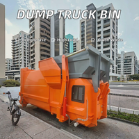 Camion benne à ordures diesel manuel 4x2 avec système de levage à crochet, compacteur, bac de collecte déchets, composants moteur et boîte de vitesses