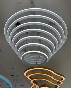 <span class=keywords><strong>Lampadario</strong></span> LED Moderno con Profilo in Alluminio, Illuminazione a Sospensione Circolare per Soggiorno, Hotel e Ristorante, Nuovo Design - Product Image 5