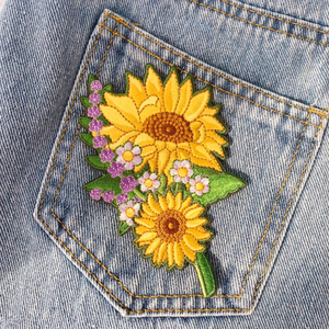 Parches Bordados con Diseño Personalizado de Flores 3D en Crochet, Ecológicos, de Fieltro No Tejido, con Patrón de Mariposas Florales - Product Image 6