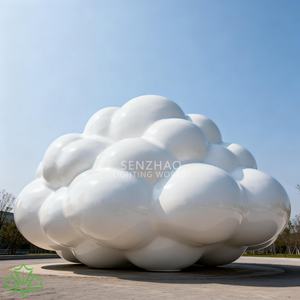 Escultura de Nube Blanca Abstracta Grande de Senzhao, Instalación Artística Moderna de Fibra de Vidrio para Espacios Públicos al Aire Libre - Product Image 5