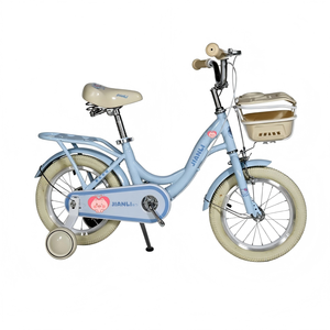 Nouveau vélo pour enfants de 12, 14, 16 et 18 pouces pour filles, joli vélo bleu pour enfants avec panier avant, roues d'apprentissage et siège arrière - Product Image 1