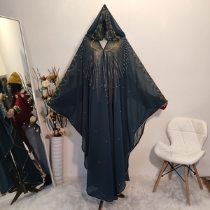 2258# Ramadan Luxury Arabic Bat Sleeves Abaya With Hat Rhinestone Beaded Pearls <b>Maxi</b> Dresses Abaya Kimono Muslim 2020 - Product Image 4