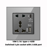 Prises murales électriques multifonctionnelles F60 de haute qualité à double 3 broches EU/UK/Universelles 10A/16A avec charge rapide USB Type C