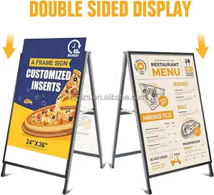 PENGLONG A Frame Sidewalk Sign 60x90 Cm Sandwich Board Signs Outdoor Heavy Duty Double-Sided For Business Indoor Outdoor Black