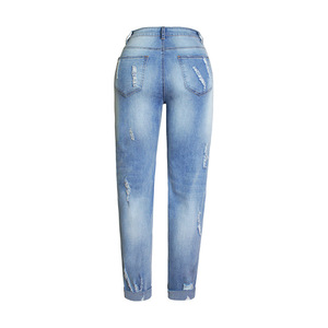 Jeans déchirés pour femmes à la mode Jeans extensibles à la mode Jeans brodés 3D à <span class=keywords><strong>fleurs</strong></span> colorées pour femmes - Product Image 3