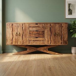Industrial Vintage Indian Solid Acacia Live Edge Wood <b>Sideboard</b> Antique Design Home Office Dining Living Room Bedroom Kitchen - Product Image 2