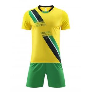 Camisetas y Pantalones Cortos de Fútbol Personalizados Amarillo y Verde Equipo de Sudáfrica <span class=keywords><strong>Camiseta</strong></span> de Fútbol Cosida al por Mayor para <span class=keywords><strong>Calentamiento</strong></span> - Product Image 1