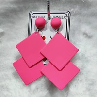 Nouvelle conception d'usine, boucles d'oreilles tendance néon années 80 et 90, écologiques, élégantes, grandes boucles d'oreilles pour fête, cadeau