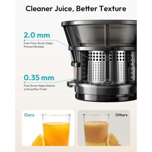 Extractor de jugos en frío Euhome con boca ancha de 5.1 pulgadas, extractor de jugos lento para frutas y verduras enteras, 150W, eléctrico, de acero inoxidable. - Product Image 4