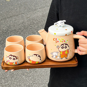 New Products Cartoon Cute <strong>One</strong> Pot Four <strong>Cups</strong> with Tray Gift Box Crayon Shin-Chan Tea Coffee Pot Set Ceramic Mug <strong>Cup</strong> - Product Image 4