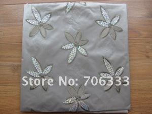 Tela de encaje africana Sego Gele ecológica de gran venta para atuendos de moda, poliéster bordado - Product Image 5