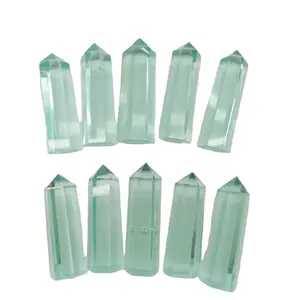 Healing Crystal Blauw Glas Wand Groothandel Hoge Kwaliteit Crystal Wand Blauw Glas Punt Toren Voor Decoratie