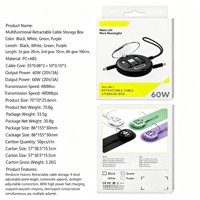 Kit de câbles de données rétractables multifonctionnels en cuivre pur 6-en-1 USB 3.0 à charge rapide PD 60W, 4 vitesses réglables, vente en gros 2026