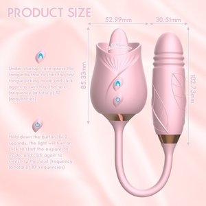 Jouet sexuel en forme de rose pour femmes, vibrateur clitoridien puissant en forme de rose noire, langue à lécher double face pour couples - Product Image 3