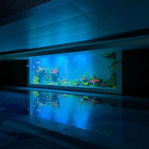 Support TV pour aquariums et <span class=keywords><strong>aquarium</strong></span> à mur vertical avec technologie intelligente intégrée, pompe à air et décor d'<span class=keywords><strong>aquarium</strong></span> en bois flotté - Product Image 1