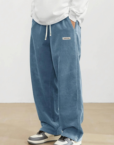 <span class=keywords><strong>Pantaloni</strong></span> Casual da Uomo in Corduroy, Moda, Vestibilità Ampia, Gamba Larga, <span class=keywords><strong>Pantaloni</strong></span> Dritti, <span class=keywords><strong>con</strong></span> <span class=keywords><strong>Elastico</strong></span> in Vita e Coulisse - Product Image 3