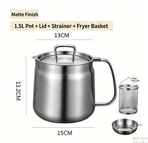 Pot à huile multifonctionnel 2-en-1 en acier inoxydable 304, avec passoire et récipient de stockage, pour cuisine, pique-nique et camping - Product Image 6