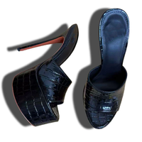 Mules à plateforme en similicuir gaufré Python 2026, talon de 16 cm, chaussures de danse pour femmes pour le club