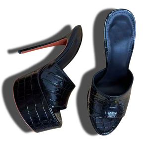 Mules de <span class=keywords><strong>Plataforma</strong></span> con Tacón de 16 cm, Diseño de Piel Sintética con Estampado de Pitón, Zapatos de Baile para Mujer, para Club, 2026 - Product Image 3