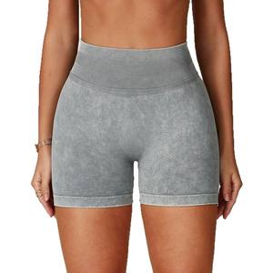Shorts de Yoga Edk5064 de Cintura Alta sin Costuras con Cintura Acanalada para Mujer, Shorts Deportivos para Fitness y Running, Color Gris - Product Image 1
