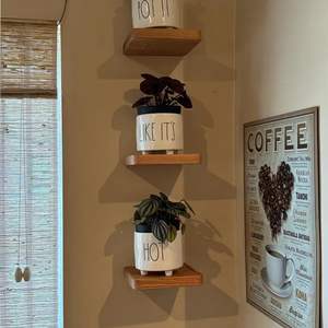 Modern Floating Wood Plant Shelf for Home Decor Wall Storage New Wooden Grain <strong>Shelving</strong> for Display - Product Image 4
