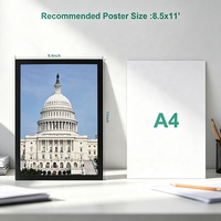 Bingkai Display Magnetik Hitam A4 8.5x11, Bingkai Foto Magnetik Perekat untuk Pajangan Dinding Dokumen Sertifikat
