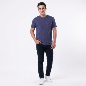 Camiseta Personalizada con Logotipo Azul Marino 100% Algodón Poliéster Transpirable para Hombre y Mujer, Fresca para Verano, Manga Corta, de Un Solo Uso, Secado Rápido, Parte Delantera - Product Image 1