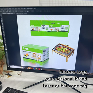 Lujo de alta calidad de vidrio de acero inoxidable Catering Golden Buffet ChafingDish Restaurante Fiesta Calentador de alimentos Platos de frotamiento colgantes - Product Image 6