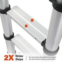 Échelle télescopique industrielle en aluminium, pliable, robuste, capacité 150 kg, utilisation hôtelière, travaux extérieurs, tâches sur toiture