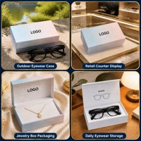 Boîte à lunettes rigide de luxe, fabriquée à la main, avec logo personnalisé, en papier rigide, avec doublure en velours.