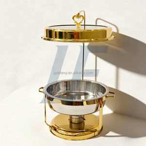 Scaldavivande di Lusso in Acciaio Inox da 9L, Set per Buffet Argento e Oro, Scaldavivande per Matrimoni e Feste - Product Image 3