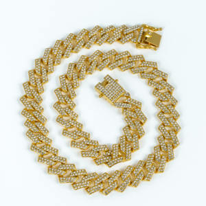 New Style 14mm Hip-Hop Jewelry Colorful Rhombic <strong>Chain</strong> Gold Plated Stainless Steel Cuban <strong>Chain</strong> Necklace Men Gift - Product Image 5