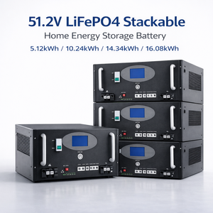 51.2VスタッカブルLiFePO4バッテリー（住宅用太陽光発電蓄電システム用）、5.12kWh～16.08kWh - Product Image 1