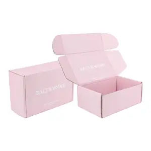 Embalaje corrugado al por menor Logotipo Envío de papel Cajas de zapatos Caja de regalo de cartón Rosa impresa personalizada Caja de paquete de correo corrugado